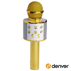 Microfone S/ Fios C/ Coluna Bluetooth Dourado DENVER - (KMS-20GOMK2)