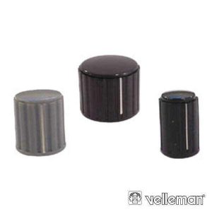 Botão P/ Potenciómetro Preto C/ Linha Branca 20x16mm - (KN204BS)