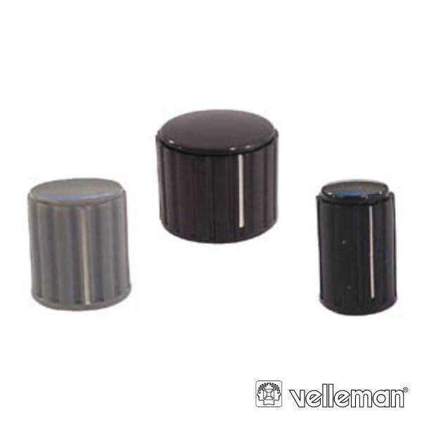 Botão P/ Potenciómetro Preto C/ Linha Branca 20x16mm - (KN204BS)