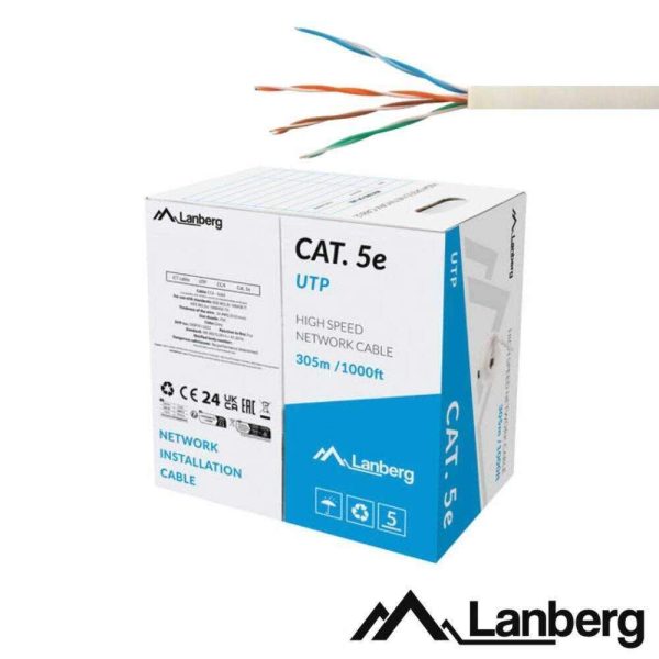 Cabo De Rede U/UTP CAT5E Rígido 305m Cinzento LANBERG - (LCU5-15CC-0305-S)