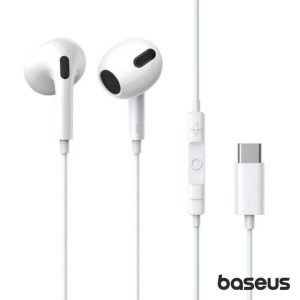 Auscultadores Stereo C/ Fios E Microfone Branco BASEUS - (NGCR010002)