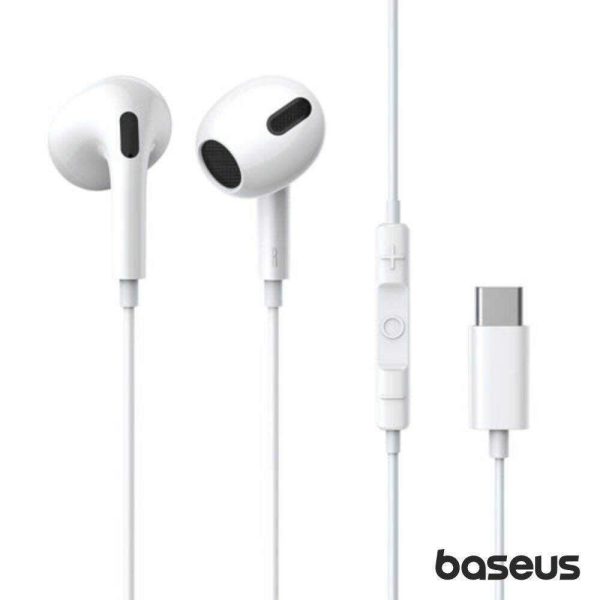 Auscultadores Stereo C/ Fios E Microfone Branco BASEUS - (NGCR010002)