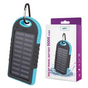 Powerbank 5000mAh Azul C/ Painel Solar E 2 USB - (PB-SOLAR-5000-BL)