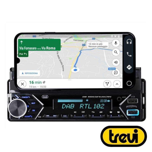 Auto-Rádio FM Mp3 4x40W C/ BT/AUX/USB/DAB C/ Suporte TREVI - (SCD5753DAB)
