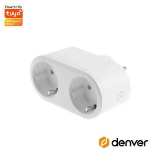Ficha Elétrica Adaptadora 2x Schuko Inteligente WiFi DENVER - (SHP-200MK2)