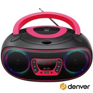 Rádio Portátil Leitor FM/BT/Cd/USB Colunas 2x2W LEDS DENVER - (TCL-212BTPINK)