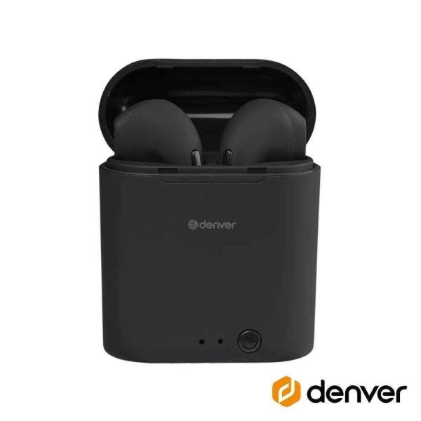 Auriculares Bluetooth 5.0 C/ Mic Dock Carregamento DENVER - (TWE-46BLACK)