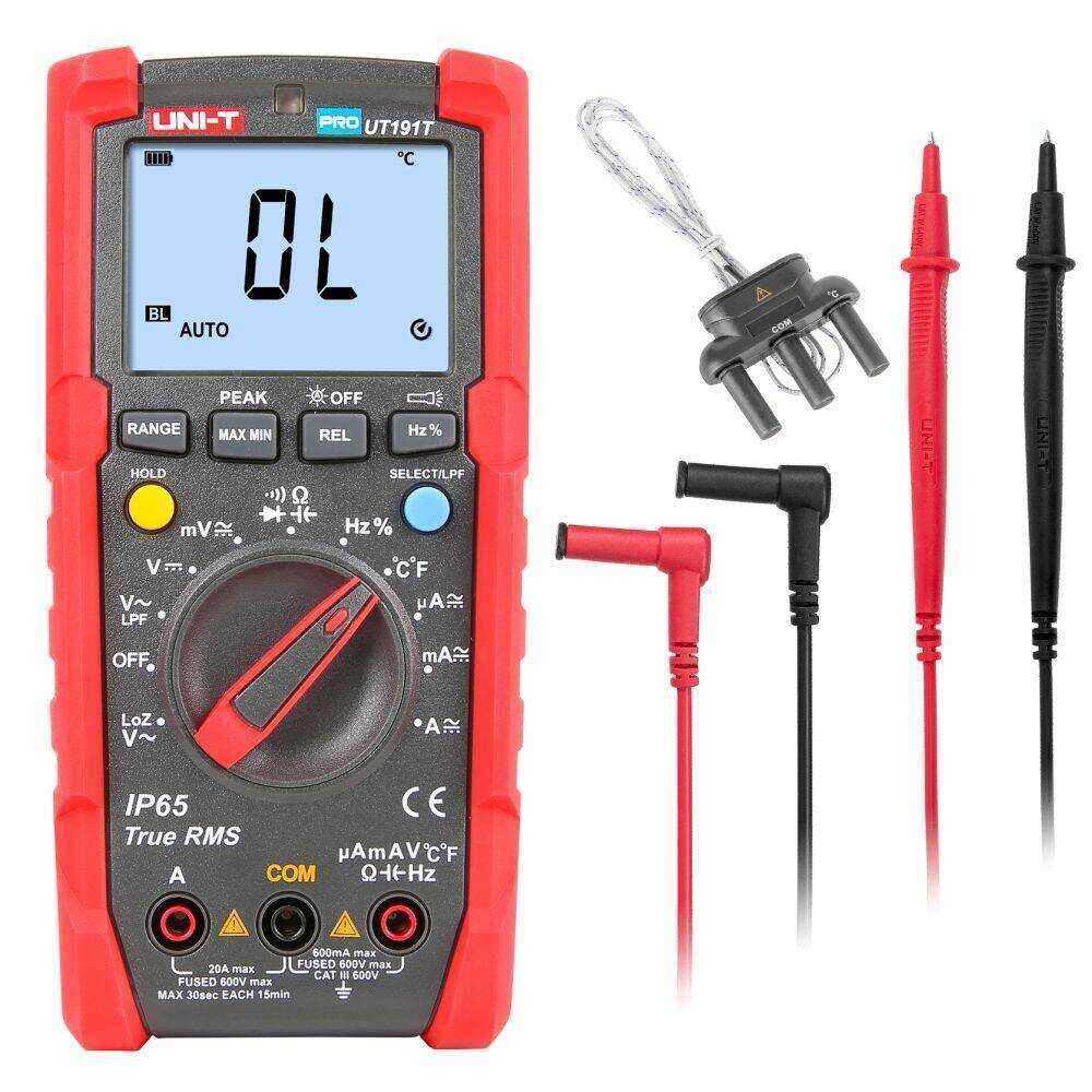 Multímetro Digital 600V 20A 60MOhm True RMS UNI-T - (UT191T)