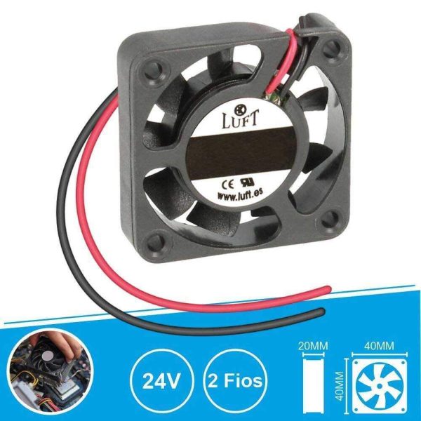 Ventilador 24V 40x40x20mm 2 Fios KLD024PP040DBWS LUFT - (VEN4020/24B)