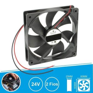 Ventilador 24V 60x60x25mm 2 Fios KLD024PP060CBWH LUFT - (VEN6025/24B)