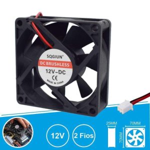 Ventilador 12V 70x70x25mm 2 Fios - (VEN7025/12A)