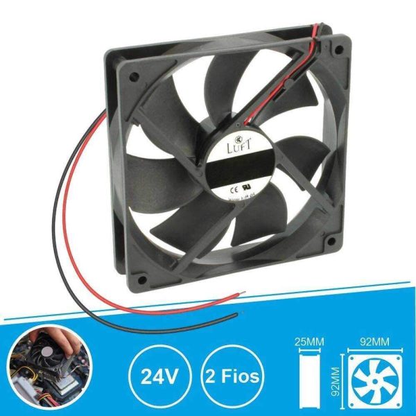Ventilador 24V 92x92x25mm 2 Fios KLD024PP092CBWH LUFT - (VEN9225/24B)