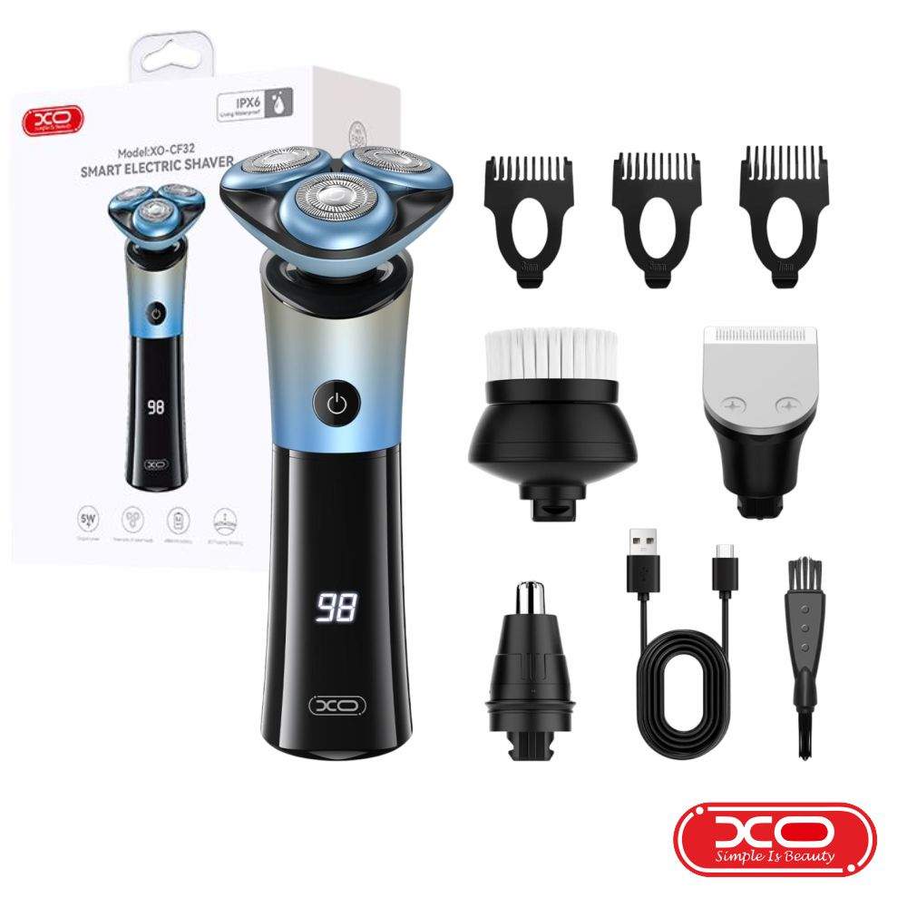 Máquina Barbear Multifunções S/ fios 5W 600mAh IPX6 Preto XO - (CF32-BK)