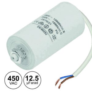 Condensador Arranque 12.5uf 450V + Terra C/ Fios - (COAF12.5/450)