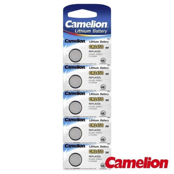 Pilha Lítio Botão CR2450 3V 550mA 5x Blister CAMELION - (CR2450-BP5)