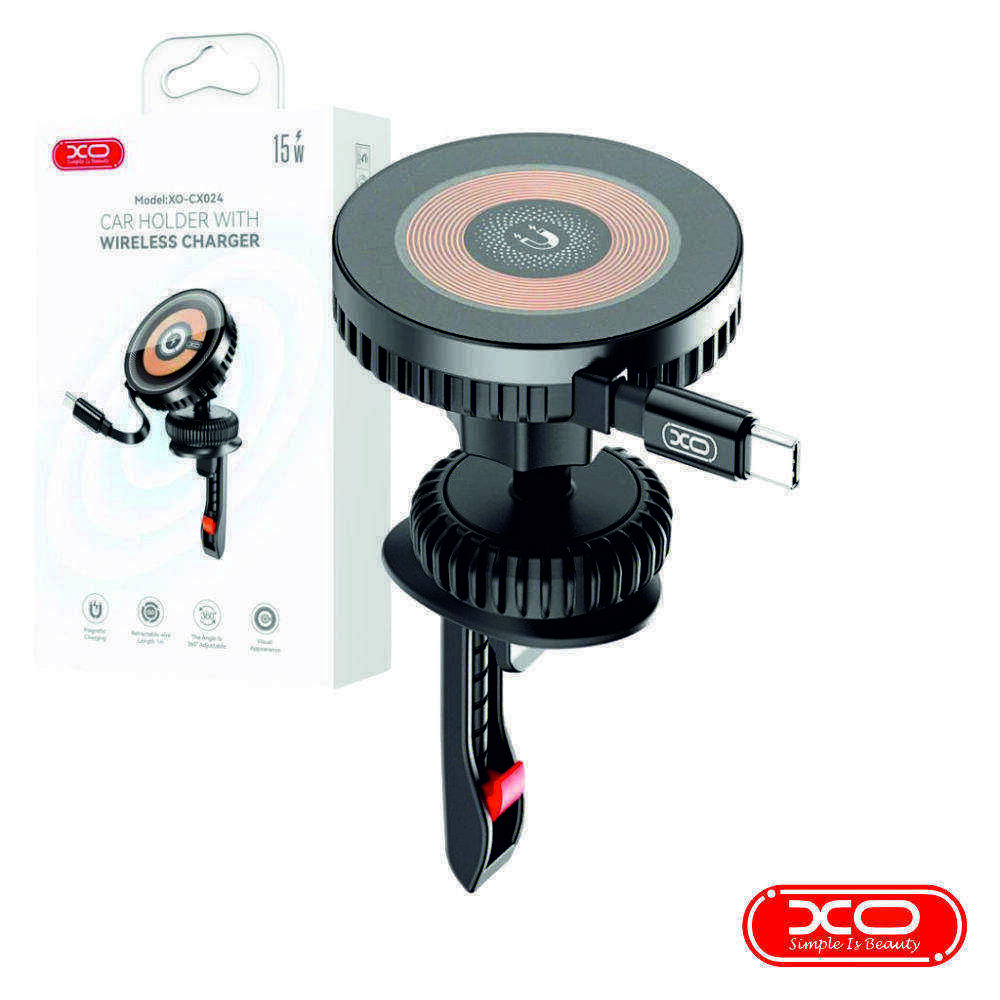 Suporte Telemóvel C/ Carregador Indução Qi 15W - (CX024)