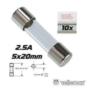 Fusível 5x20 Fusão Rápida 2.5a (10X) VELLEMAN - (FF2.5N)