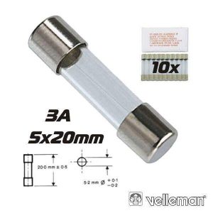 Fusível 5x20 Fusão Rápida 3.15a (10X) VELLEMAN - (FF3N)