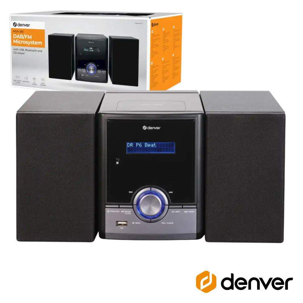 Sistema Som 2.0 C/ Visor LCD BT/FM/CD/AUX/USB 2x50W DENVER - (MDA-285)