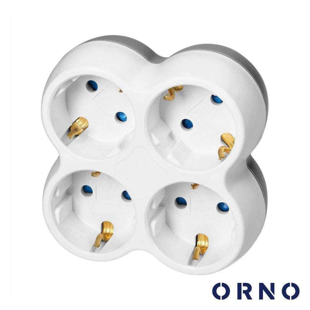 Ficha Elétrica Adaptadora 4x Schuko Branco ORNO - (OR-AE-13240(GS))
