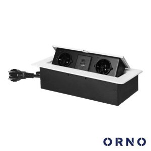 Tomada Elétrica Encastrar 2x Schuko 2x USB Branco ORNO - (OR-GM-9035(GS)/W)
