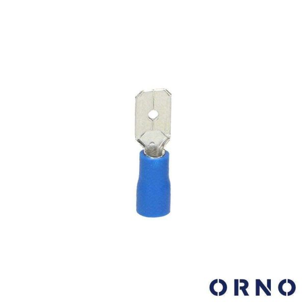 Terminal Faston Macho Isolado 6.3mm 10X Azul ORNO - (OR-KK-8106/2.5/6/B)