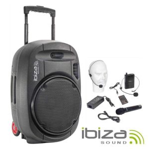 Coluna Amplificada 15" 800W USB/BT/SD/Bat/TWS UHF Preta - (PORT15UHF-MKII)