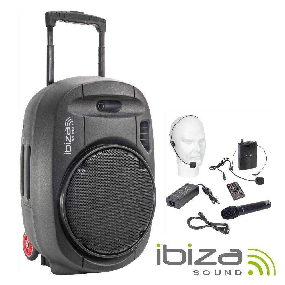 Coluna Amplificada 15" 800W USB/BT/SD/Bat/TWS UHF Preta - (PORT15UHF-MKII)