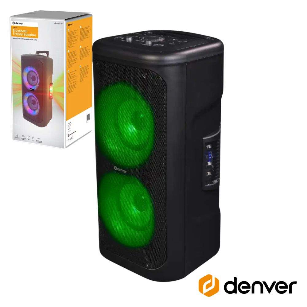 Coluna Amplificada 2x6.5" 400W USB/BT/SD/AUX TWS RGB DENVER - (TSP-353)