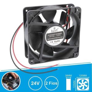 Ventilador 24V 120x120x38mm 2 Fios KLD024PP120ABWS LUFT - (VEN12038/24B)