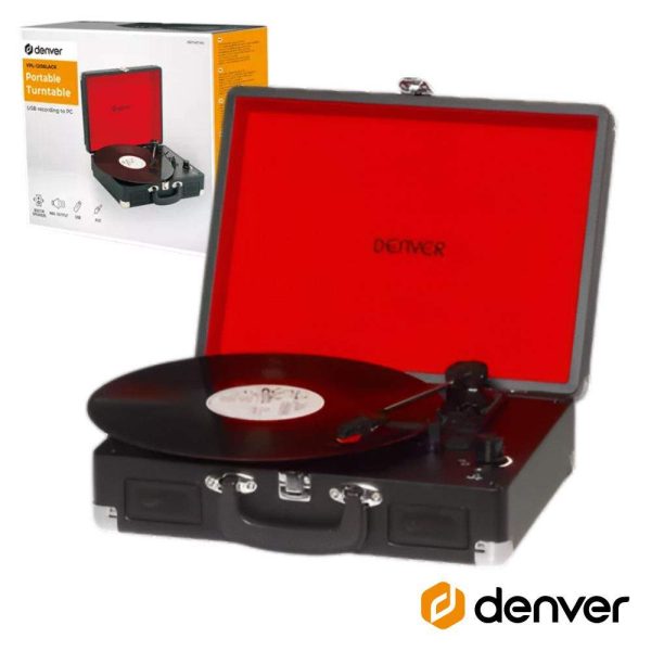 Gira-Discos 33/45/78RPM Vintage 2x1W Preto DENVER - (VPL-120BLACK)