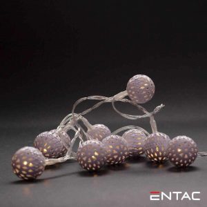 Luzes de Natal 10 LED 3000K Esferas Metal a pilhas 1m ENTAC - (ECL-MB-10WW)