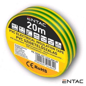 Fita Isoladora Verde/Amarelo 20M ENTAC - (EIT-1319-20M-GY)
