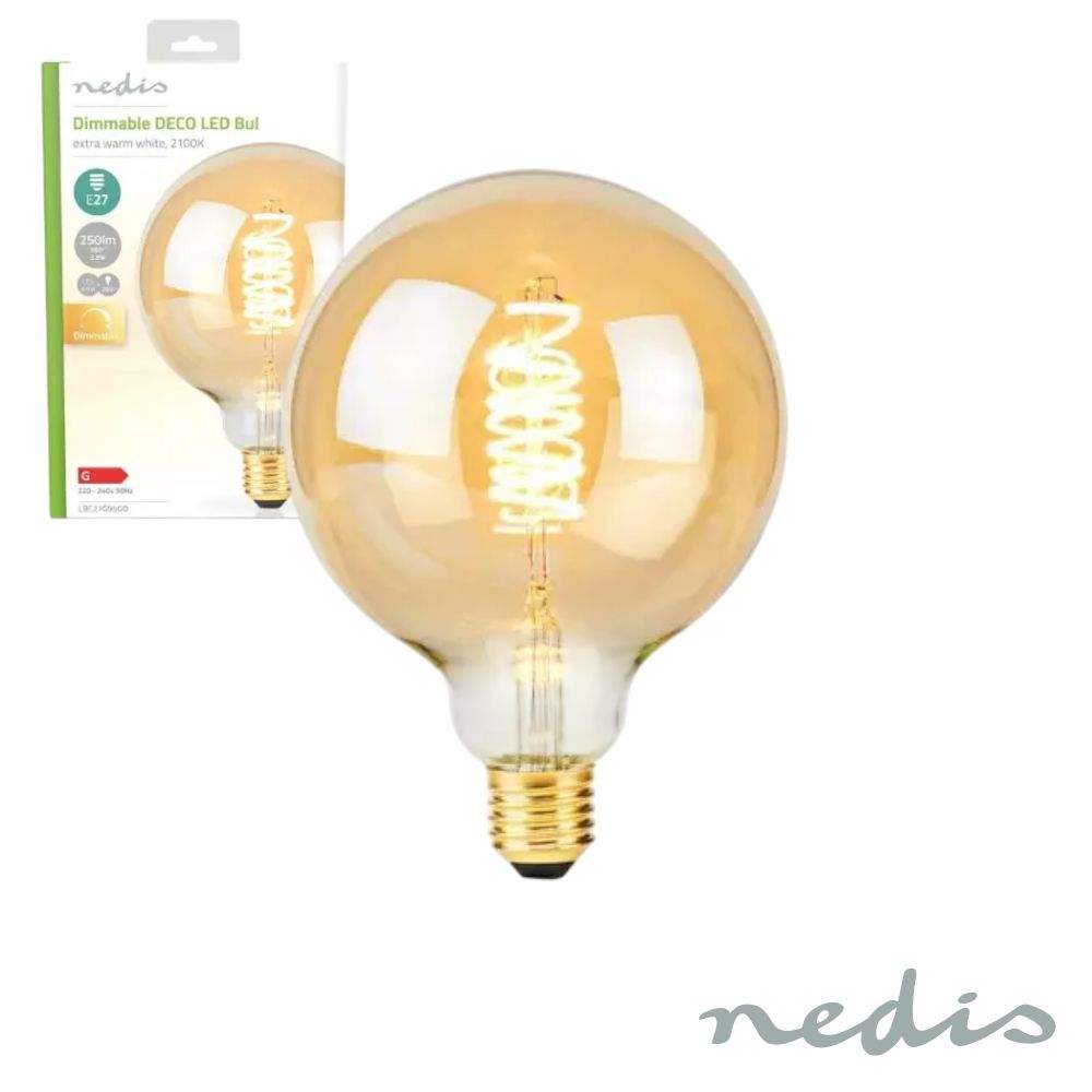 Lâmpada LED E27 Filamento G95 3.8W 2100K 250lm NEDIS - (LBE27G95GD)