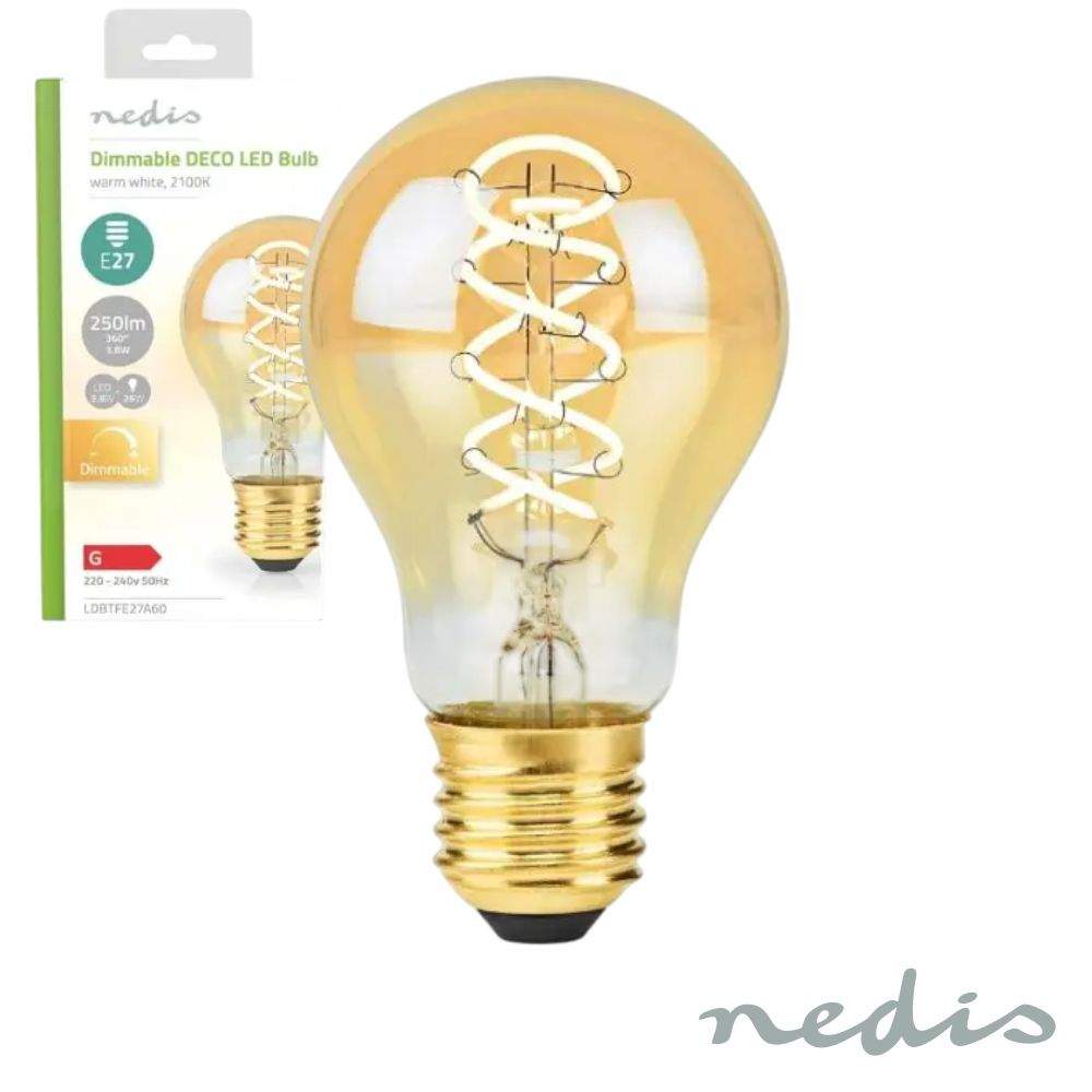 Lâmpada LED E27 A60 Filamento 3.8W 2100K 250lm NEDIS - (LDBTFE27A60)