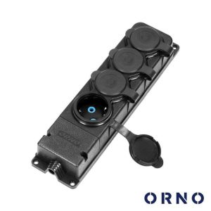 Ficha Elétrica Adaptadora 4x Schuko IP44 ORNO - (OR-AE-13167(GS))