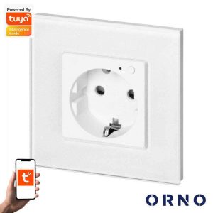 Tomada Elétrica Inteligente Encastrar WiFi TUYA ORNO - (OR-SH-17205(GS)/W)
