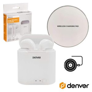 Auriculares Bluetooth 5.0 e Dock Carregamento QI DENVER - (TWQ-40P)