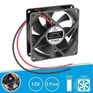 Ventilador 12V 80x80x25mm 2 Fios KLD012PP080CSWS LUFT - (VEN8025/12A)