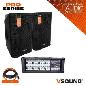Sistema de Som Amplificado Pro Series 600W VSOUND - (VSSPRO480-8)