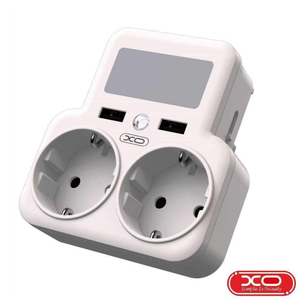 Ficha Elétrica Adaptadora 2x Schuko 2x USB-A C/ Interruptor - (WL09-WH)