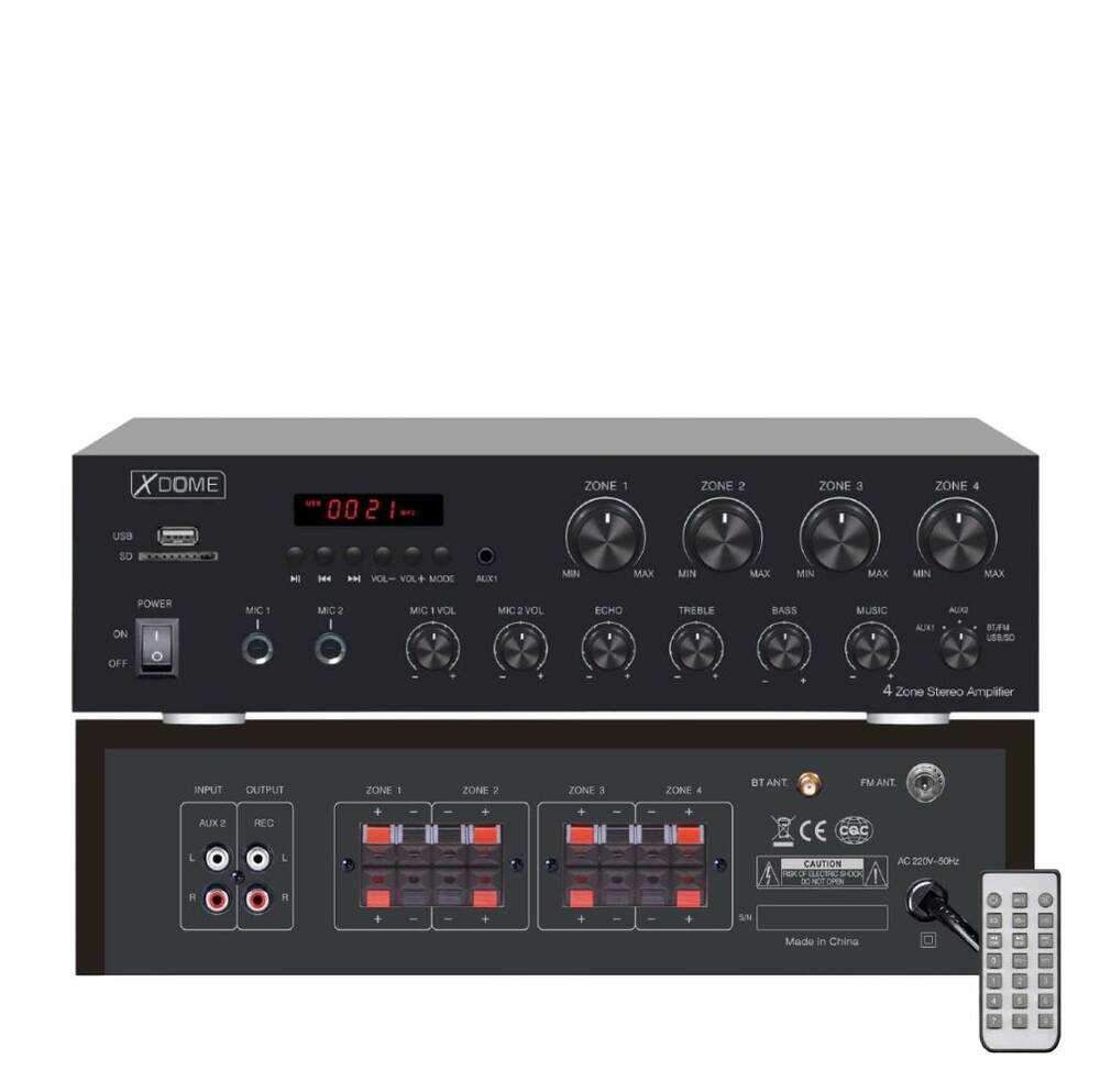 Amplificador PA BT/FM/MP3 400W 4 Zonas 8 Ohm XDOME - (04217010)