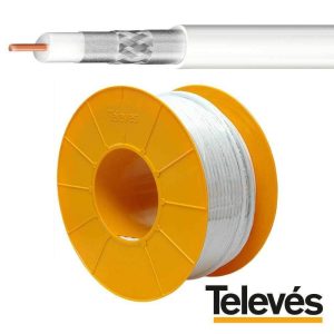 Cabo Coaxial 75 Ohm Ø6.5mm Cobre Branco TELEVÉS - (2128)