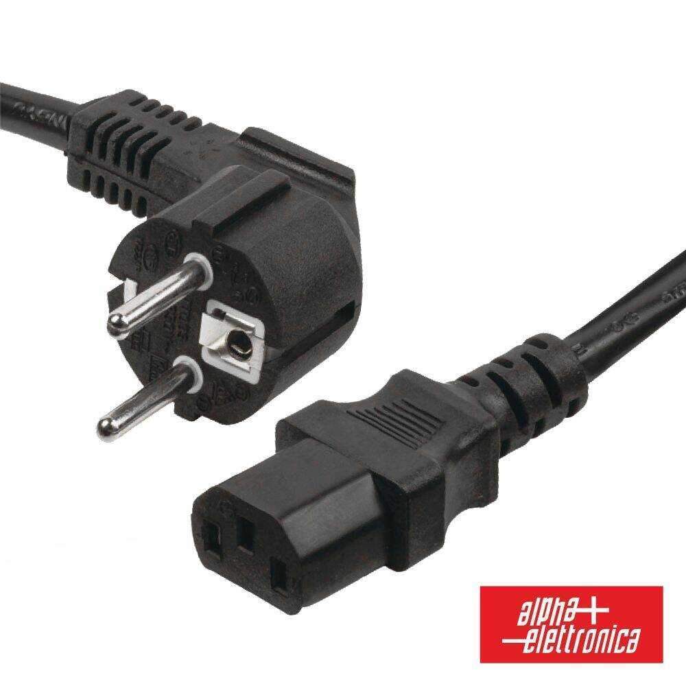 Cabo Alimentação Schuko Macho 3P / IEC C13 Fêmea 1.2m Preto - (23-027A)