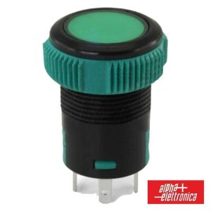 Pulsador Redondo Spst Off-(On) 12V Verde C/ Luz IP67 - (332-013)