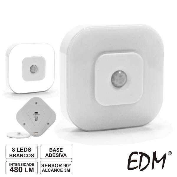 Lanterna De Parede 8 LEDS Brancos C/ Sensor 90º - (36097)