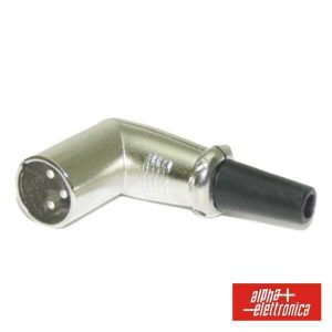 Ficha XLR 3p Macho Niquelada 90º Proteção Cabo Borracha - (40-62)