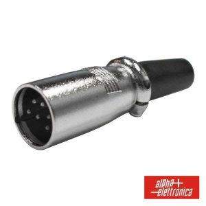 Ficha XLR 6p Macho Niquelada Proteção Bloqueio - (40-63)