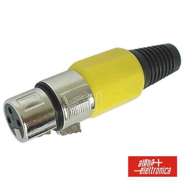 Ficha XLR 3p Fêmea Amarela C/ Blindagem E Bloqueio - (40-76G)