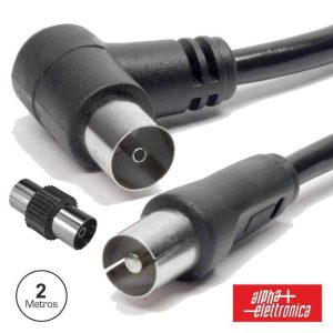 Cabo Coaxial Macho/Fêmea Preto 2m Angular 90º - (87-014/02B)